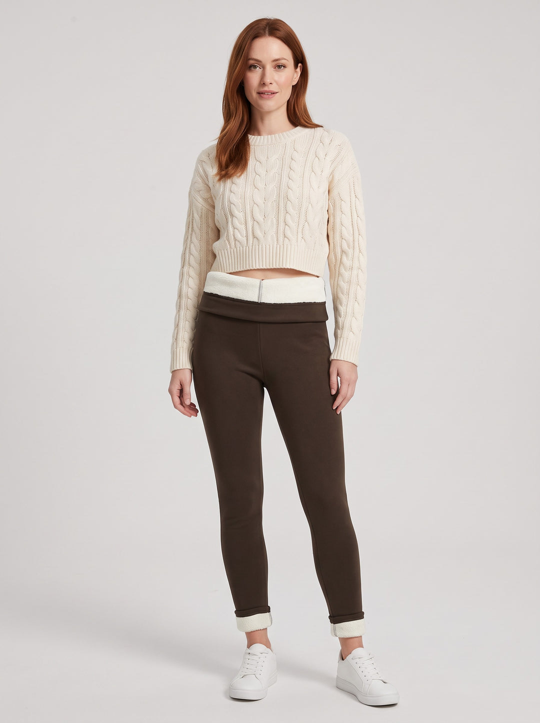 Women's Fleece Lined Leggings in brown