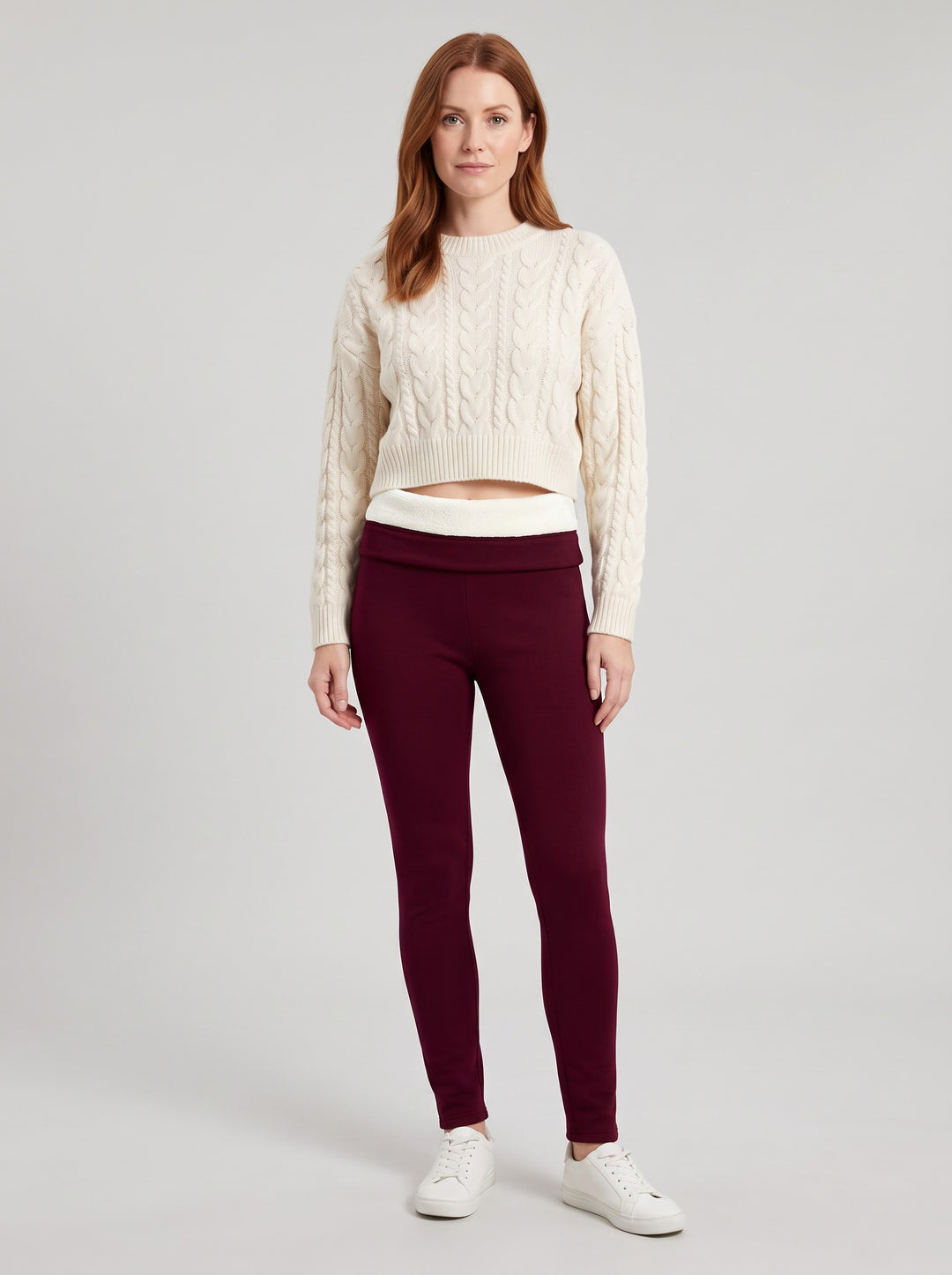 Women's Fleece Lined Leggings in burgundy