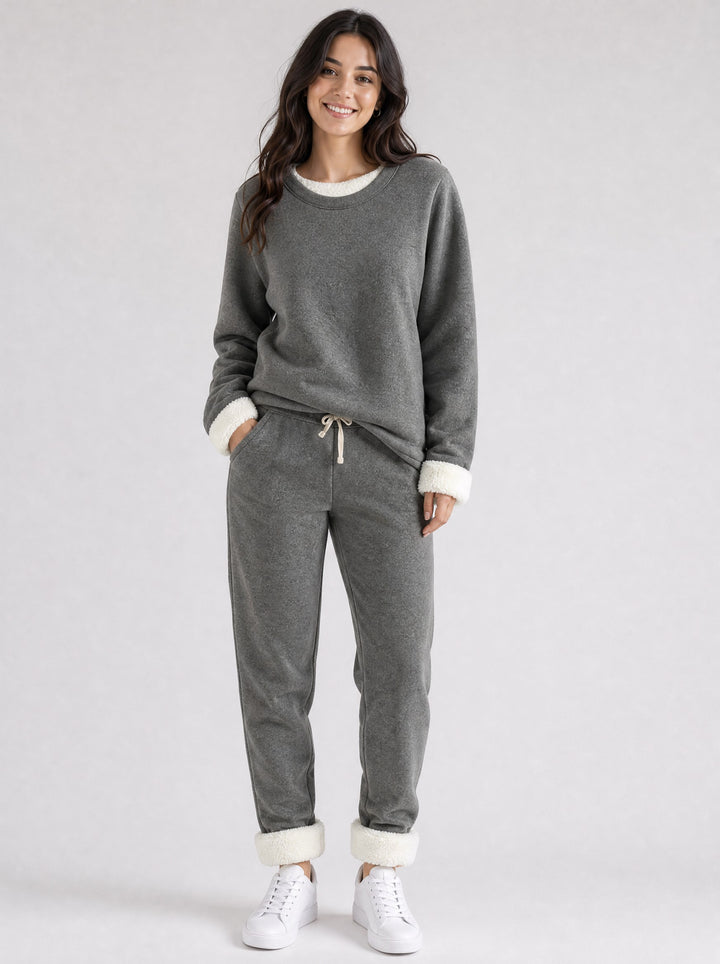 Women's Fleece Lined Two-Piece Set in dark grey
