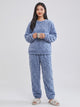 Women's Cable-Texture Fleece Pyjama Set in blue