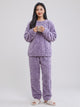 Women's Cable-Texture Fleece Pyjama Set in lilac