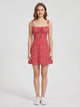 Women's Ditsy Floral Tie-Strap Mini Dress in red floral