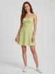 Women's Ditsy Floral Tie-Strap Mini Dress in yellow floral