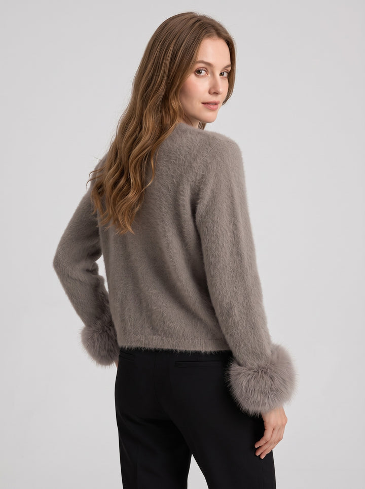 Women's Fluffy Pearl Cardigan