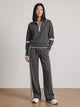 Women's Half-Zip Lounge Set with Contrast Piping in dark grey