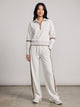 Women's Half-Zip Lounge Set with Contrast Piping in light grey