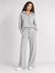Women's Half-Zip Wide Leg Lounge Set in grey