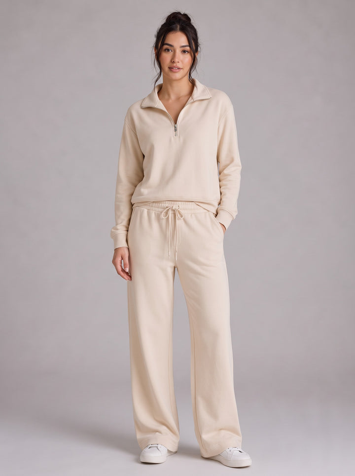 Women's Relaxed Half-Zip Tracksuit Co-Ord in cream