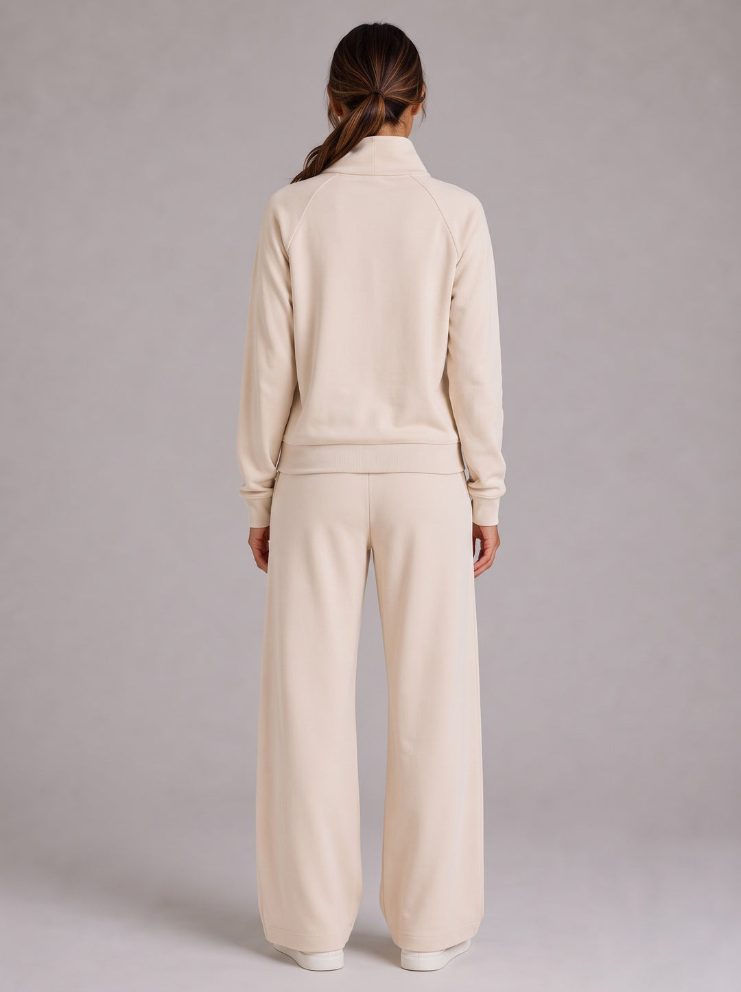 Women's Relaxed Half-Zip Tracksuit Co-Ord in cream