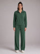 Women's Relaxed Half-Zip Tracksuit Co-Ord in dark green