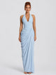 Women's Halter Corset Maxi Dress in baby blue