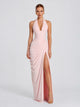 Women's Halter Corset Maxi Dress in blush pink