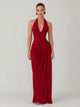 Women's Halter Corset Maxi Dress in red