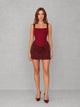 Women's Corset Sequin Mini Dress in bordeaux red
