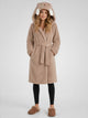 Women's Fluffy Hooded Dressing Gown in beige