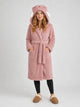Women's Fluffy Hooded Dressing Gown in pink