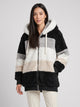 Women's Patchwork Teddy Fleece Jacket in black