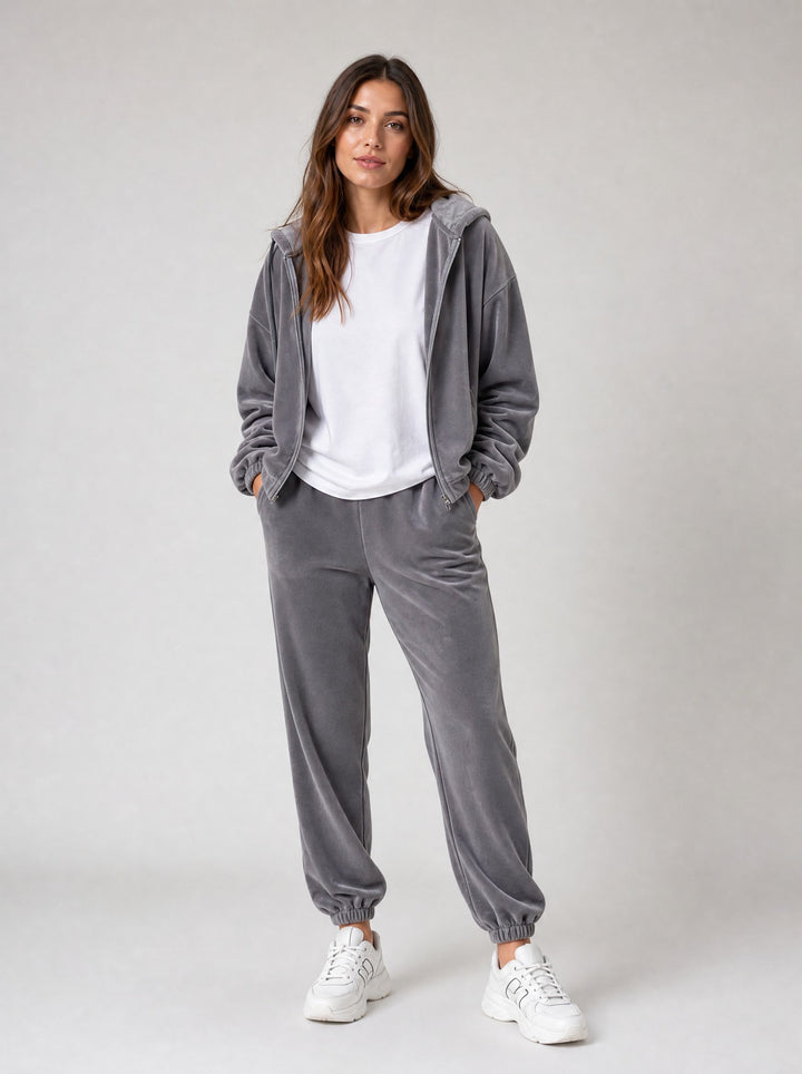 Women's Oversized Hooded Tracksuit Set in grey
