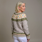 Women's knitted Fair Isle cardigan with button front and patterned yoke