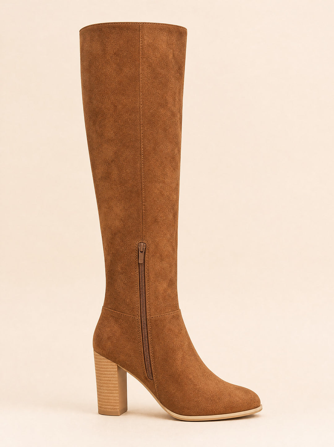 Women's Knee-High Block Heel Boots in brown
