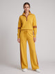 Women's Knitted Quarter-Zip Lounge Set in mustard