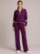 Women's Knitted Quarter-Zip Lounge Set in plum