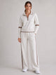 Women's Knitted Quarter-Zip Lounge Set in white