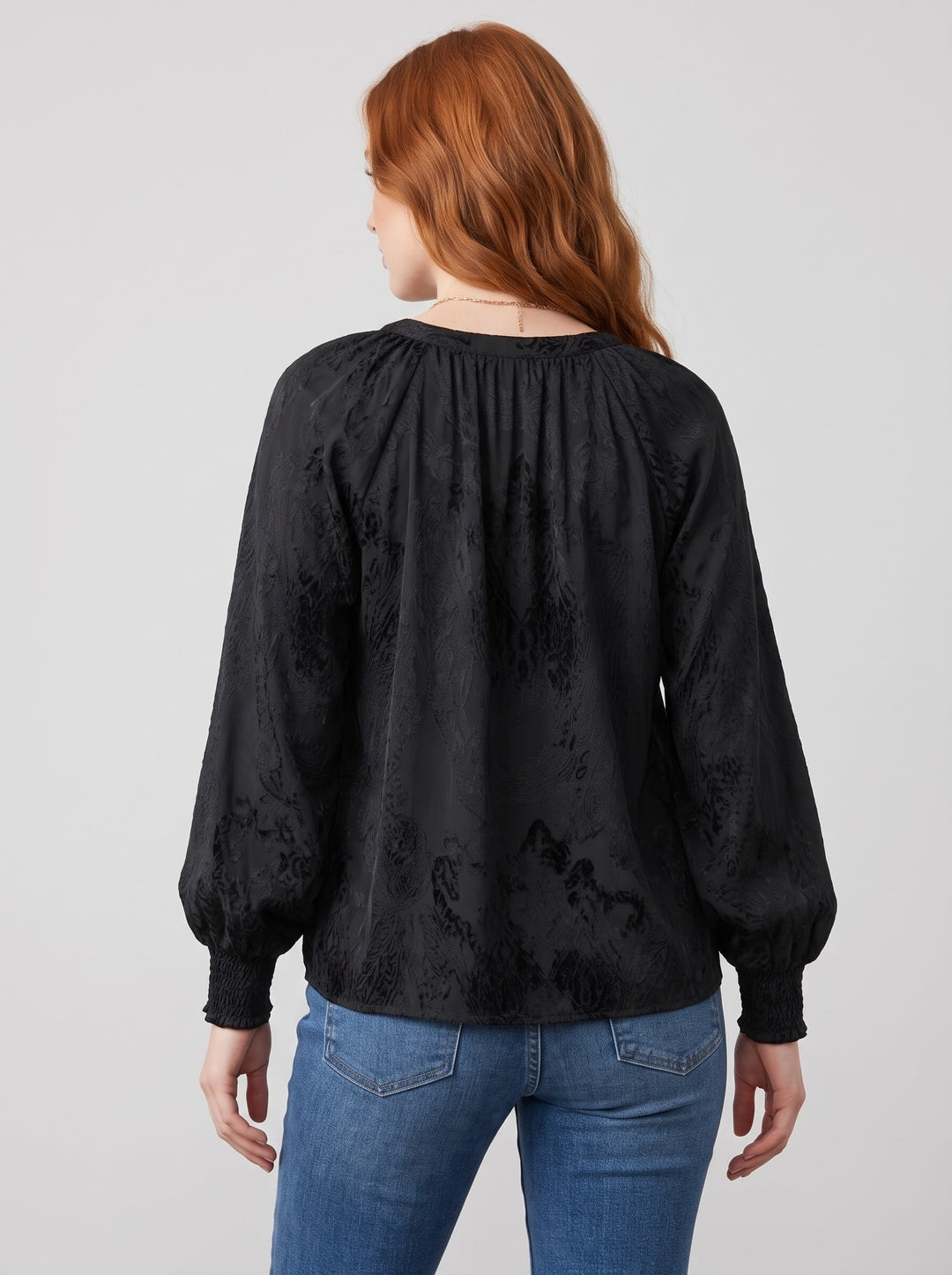 Women's Tie-Neck Lace Blouse in black