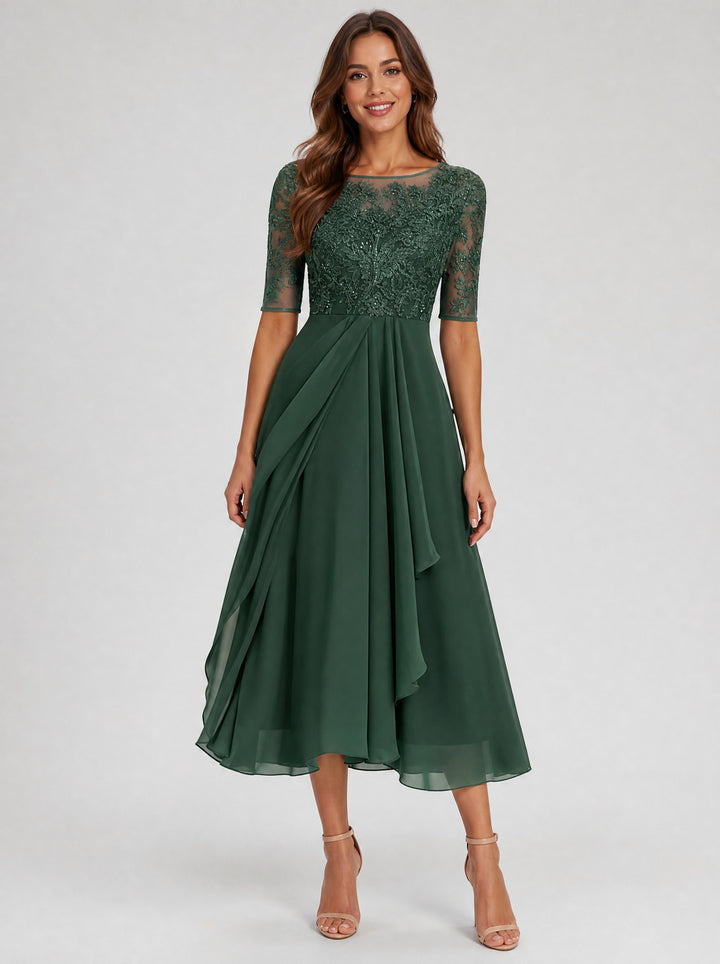 Women's Lace Bodice Midi Dress in green