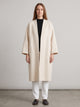 Women's Long Collarless Coat in cream