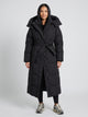 Women's Long Belted Puffer Coat in black