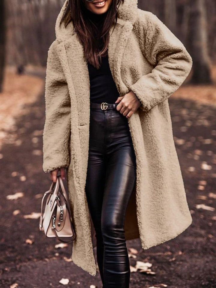 Women's Long Hooded Teddy Coat