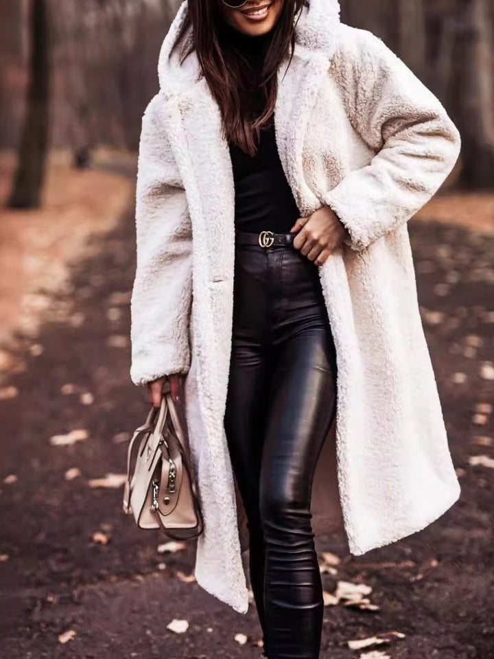 Women's Long Hooded Teddy Coat