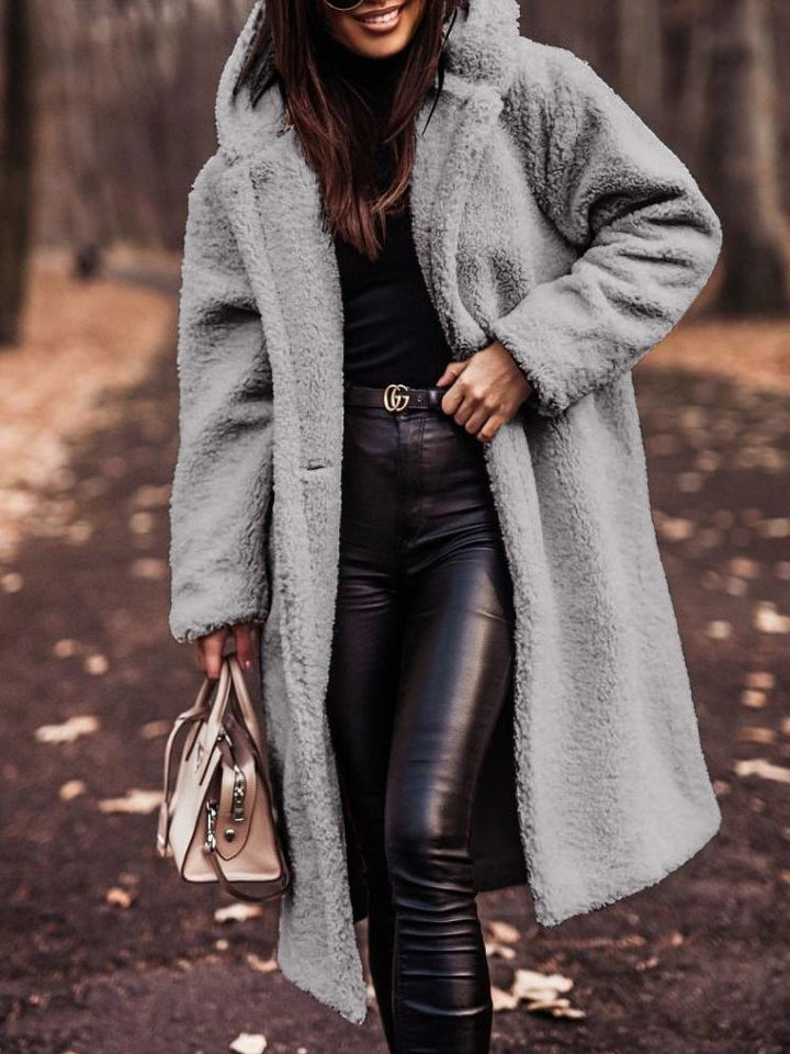 Women's Long Hooded Teddy Coat