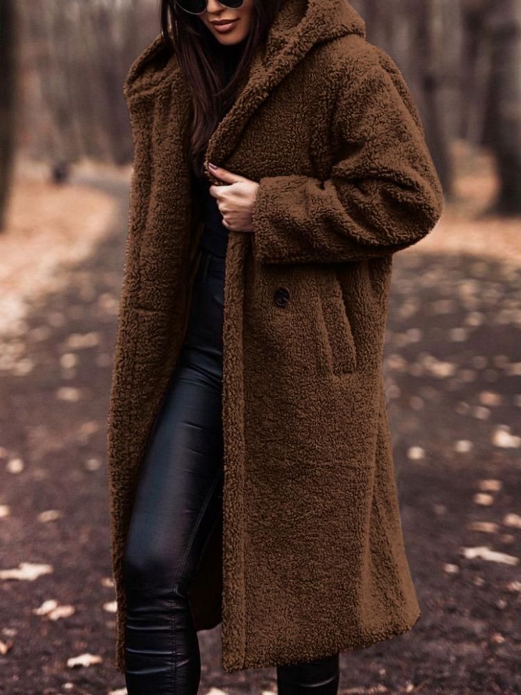 Women's Long Hooded Teddy Coat