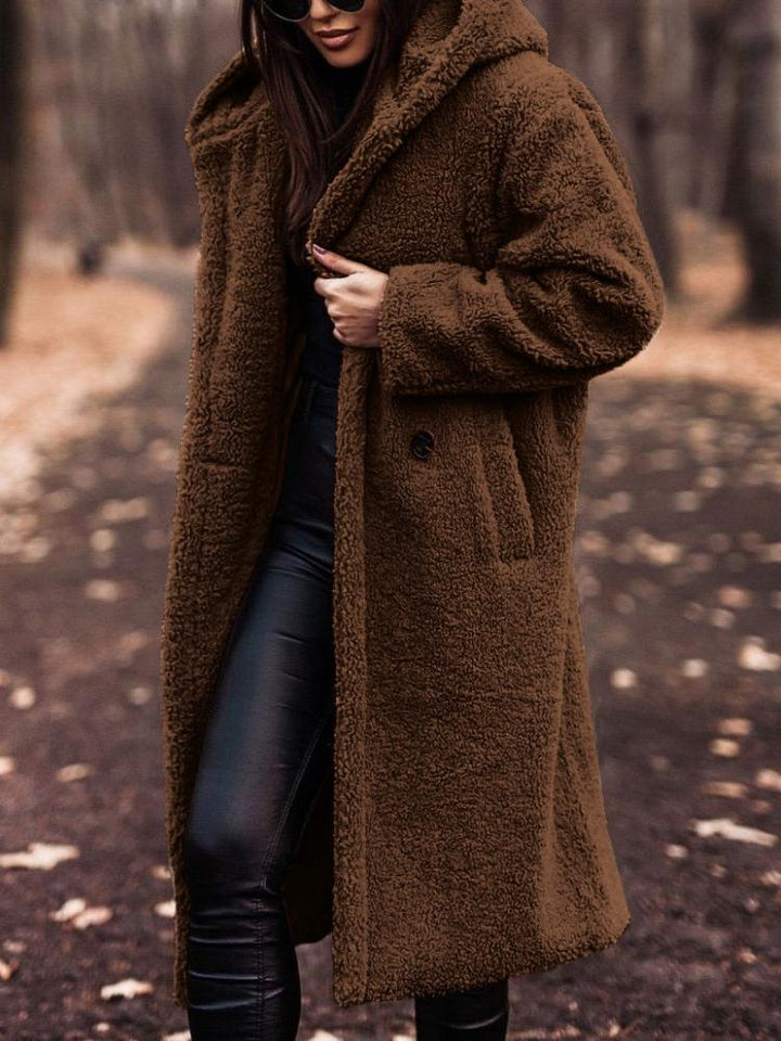 Women's Long Hooded Teddy Coat