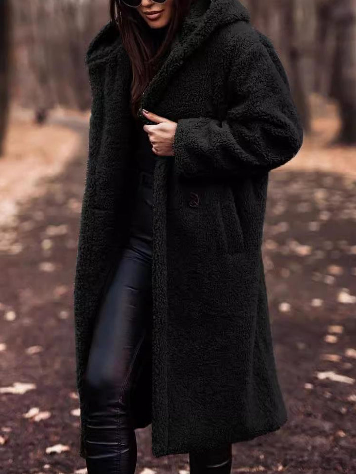 Women's Long Hooded Teddy Coat