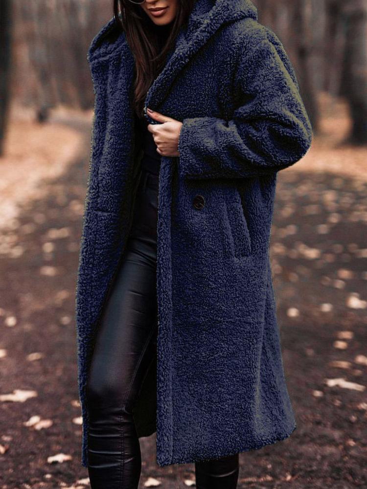 Women's Long Hooded Teddy Coat