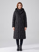 Women's Longline Honeycomb Quilted Hooded Coat in black