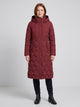 Women's Longline Honeycomb Quilted Hooded Coat in red