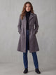 Women's Longline Suede-Look Coat in charcoal