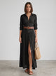 Women's Belted Maxi Shirt Dress in black
