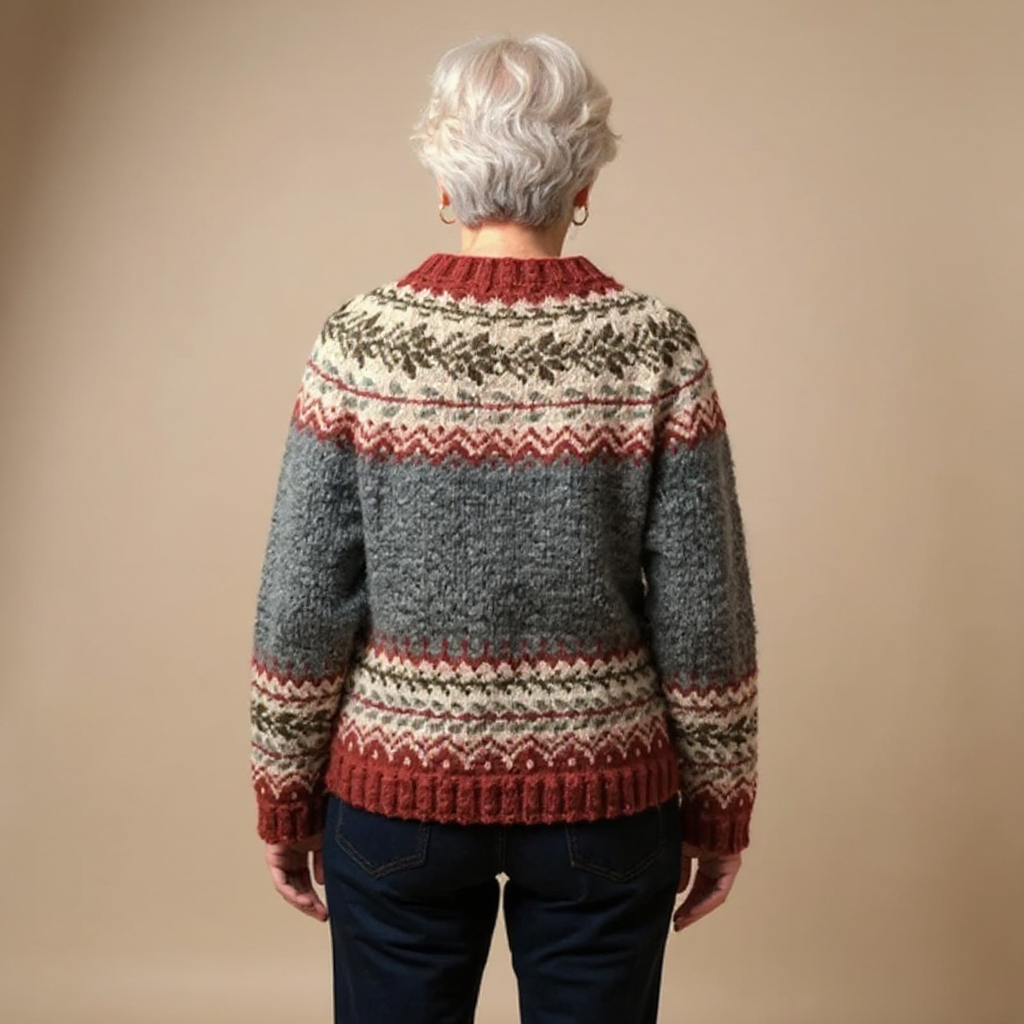 Women's multicoloured Fair Isle pattern cardigan with buttons and long sleeves