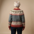 Women's multicoloured Fair Isle pattern cardigan with buttons and long sleeves