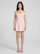Women's Off-Shoulder Sweetheart Mini Dress in pink