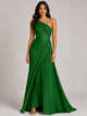 Women's Pleated One-Shoulder Maxi Dress in green