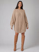 Women's Oversized Cable Knit Jumper Dress in beige