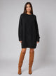 Women's Oversized Cable Knit Jumper Dress in black
