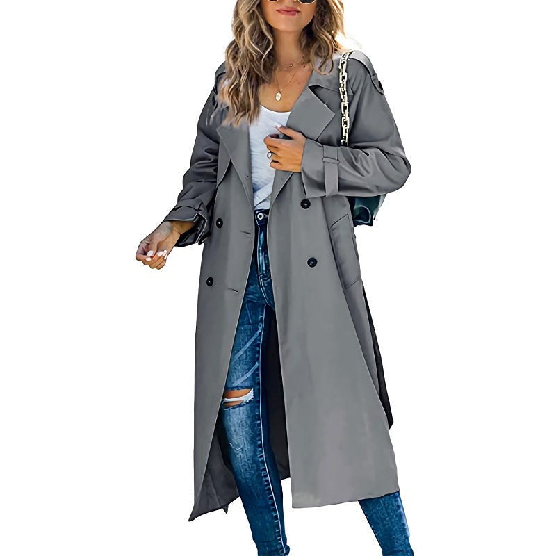 Women's double-breasted belted trench coat