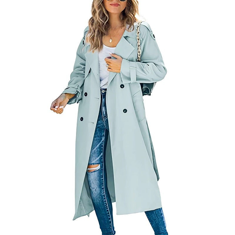 Women's double-breasted belted trench coat